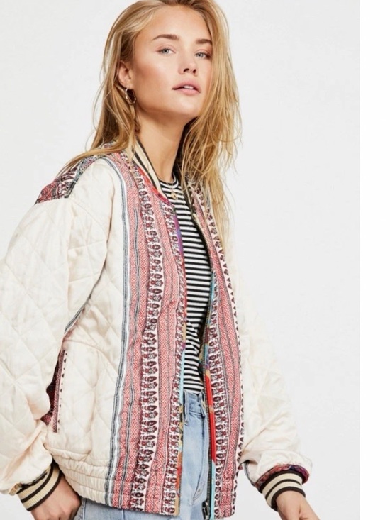 Free People Pandora Bomber Patchwork Jacket Reversible Zip Up.  $248 - Picture 2 of 9